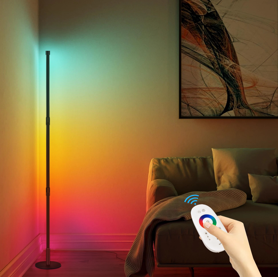 52" LED Corner Floor Lamp RGBW Color Changing Floor Lamps Dimmable LED